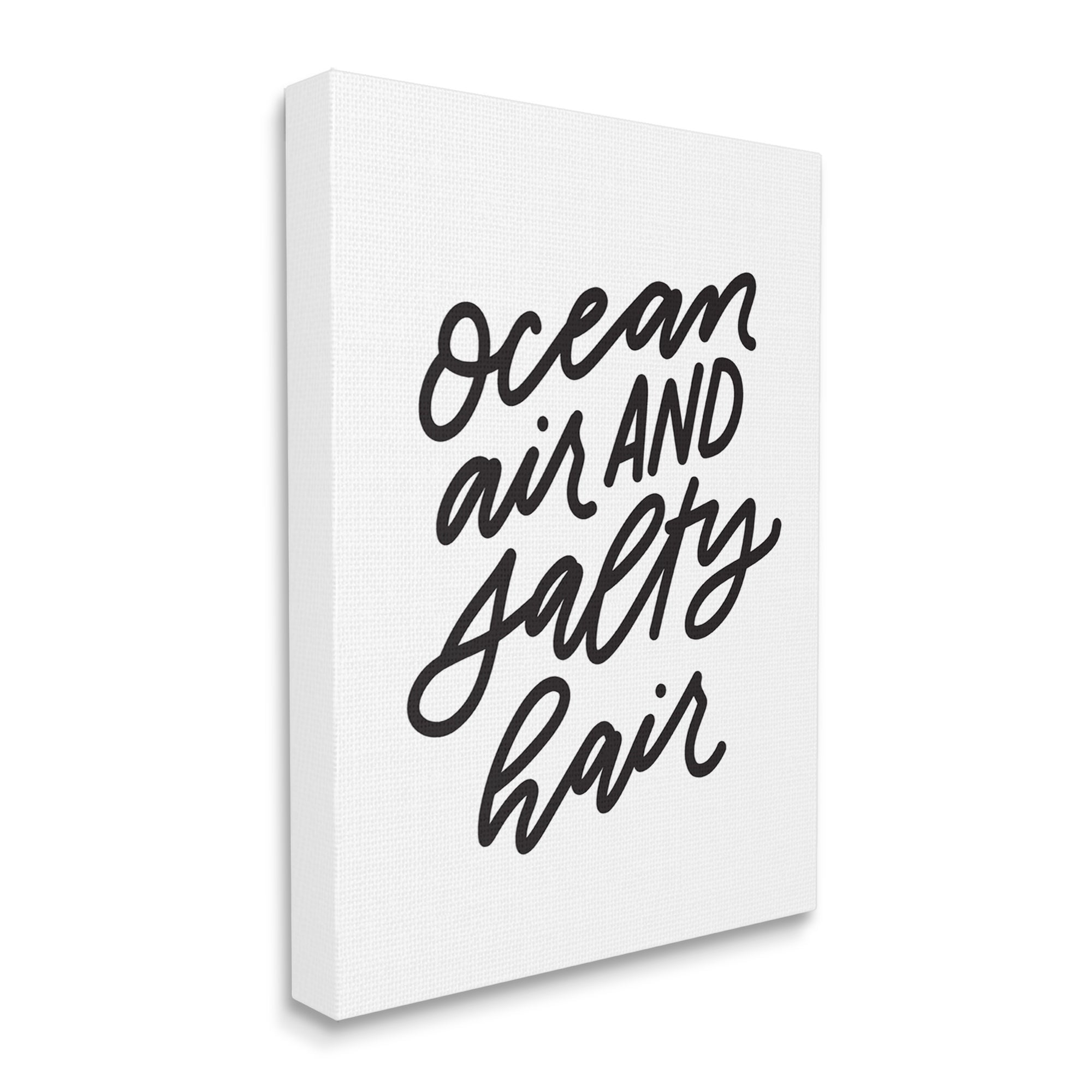 Stupell Industries Ocean Air Salty Hair Beach Lover Calligraphy Graphic Art Gallery Wrapped Canvas Print Wall Art, Design by Leah Bisch