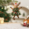 thumbnail image 6 of Cute Reindeer Christmas Ornament, Acrylic Christmas Tree Hanging Decoration with Festive Tree & Santa Hat, 4*4 inch Animal Xmas Ornament for Holiday Tree Decor, Home Decoration Gift for Christmas, 6 of 9