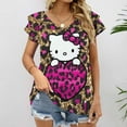 thumbnail image 2 of Hello Kitty Womens Summer Tops Ruffle Short Sleeve Tunic Tops V Neck Loose Fit Flowy T-Shirts, 2 of 7
