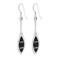thumbnail image 3 of Teardrop Mosaic Stripes Black Onyx Inlay Sterling Silver Dangle Earrings, 3 of 5