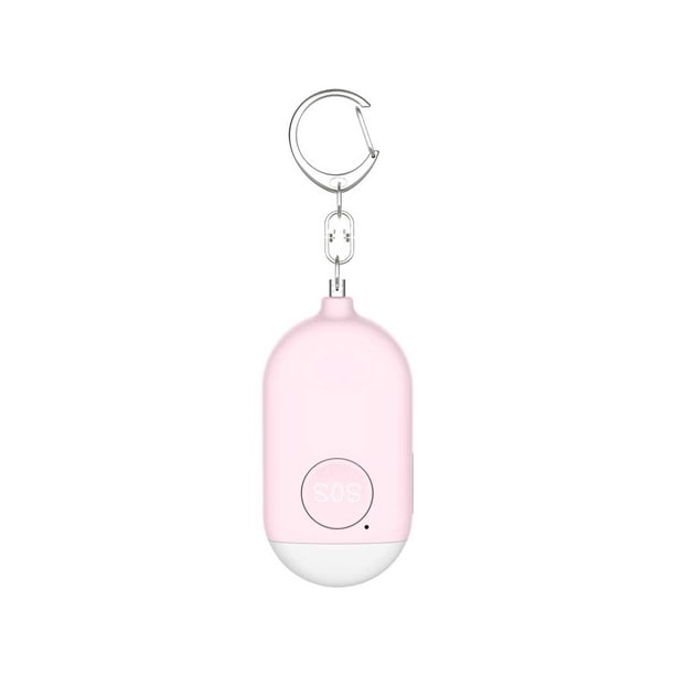 Alarma Personal Inteprter Recargable Mochila Llavero Sonido Fuerte Linterna Emergencia Rosado