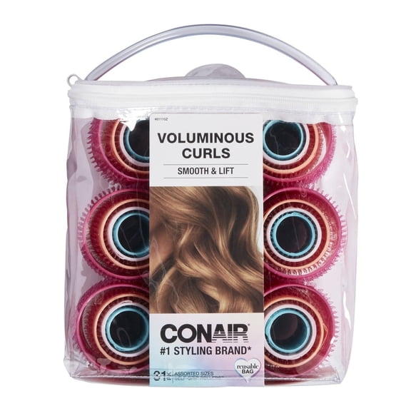 Conair Volumizing Self-Grip Hair Rollers, Assorted Multicolor 31-Pack With Travel Case