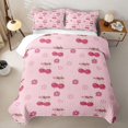 thumbnail image 2 of Erosebridal Girls Cute Cherry Bow Twin Quilt Set,Teens Kawaii Groovy Flowers Twin Coverlet Set, 2 of 7