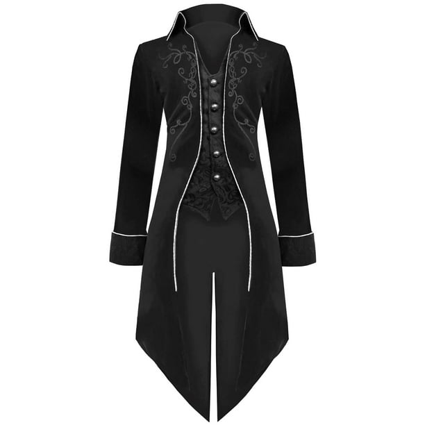 Chaqueta estilo frac estilo steampunk estilo gótico SIAEAMRG para hombre, color negro, talla L