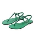 thumbnail image 3 of Kojanyu Women's Rhinestone T-Strap Flat Sandals Crystal Embellished Open Toe Summer Dressy Beach Wedding Shoes Comfortable PU Slip On Thong Sandals, 3 of 9