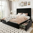 thumbnail image 2 of Allewie Queen Size Storage Bed Frame,Adjustable Headboard,Velvet Upholstered Platform Bed with 4 Oversized Underbed Drawers, Wooden Slats Support, No Box Spring Needed, Black, 2 of 9