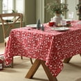 thumbnail image 5 of Bell and Snowflakes Cotton Blend Tablecloth, 60 x 120 Inch Rectangle, Red Christmas Bell and Snowflake Pattern, Holiday Table Cover for Festive Dining and Seasonal Decor, 5 of 7