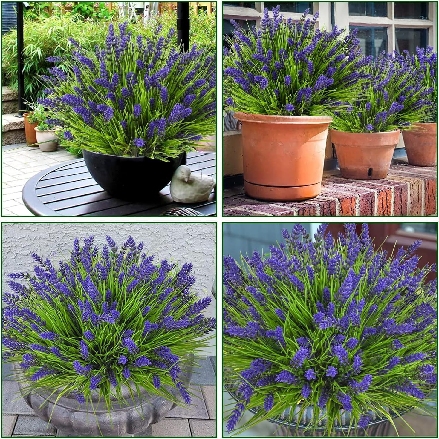Artificial Plants Outdoor, 10pcs Lavender Artificial Flowers,Fake Plants Plastic Faux Flowers,UV Resistant Fake Flowers No Fade Faux Plastic Plants for Outdoor Planters for Home Garden