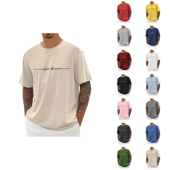 Los Angeles Graphic Tees for Men Summer Casual Fashion Short Sleeve Crewneck Relaxed Fit Tshirts Streetwear