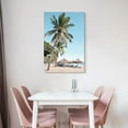 thumbnail image 3 of Beach Seaside Canvas Wall Art: Coastal Coconut Trees Painting Ocean Swing Hanging on Palm Tree Picture Seascape Sunset Artwork Decor for Living Room Bathroom 16" x 12", 3 of 6