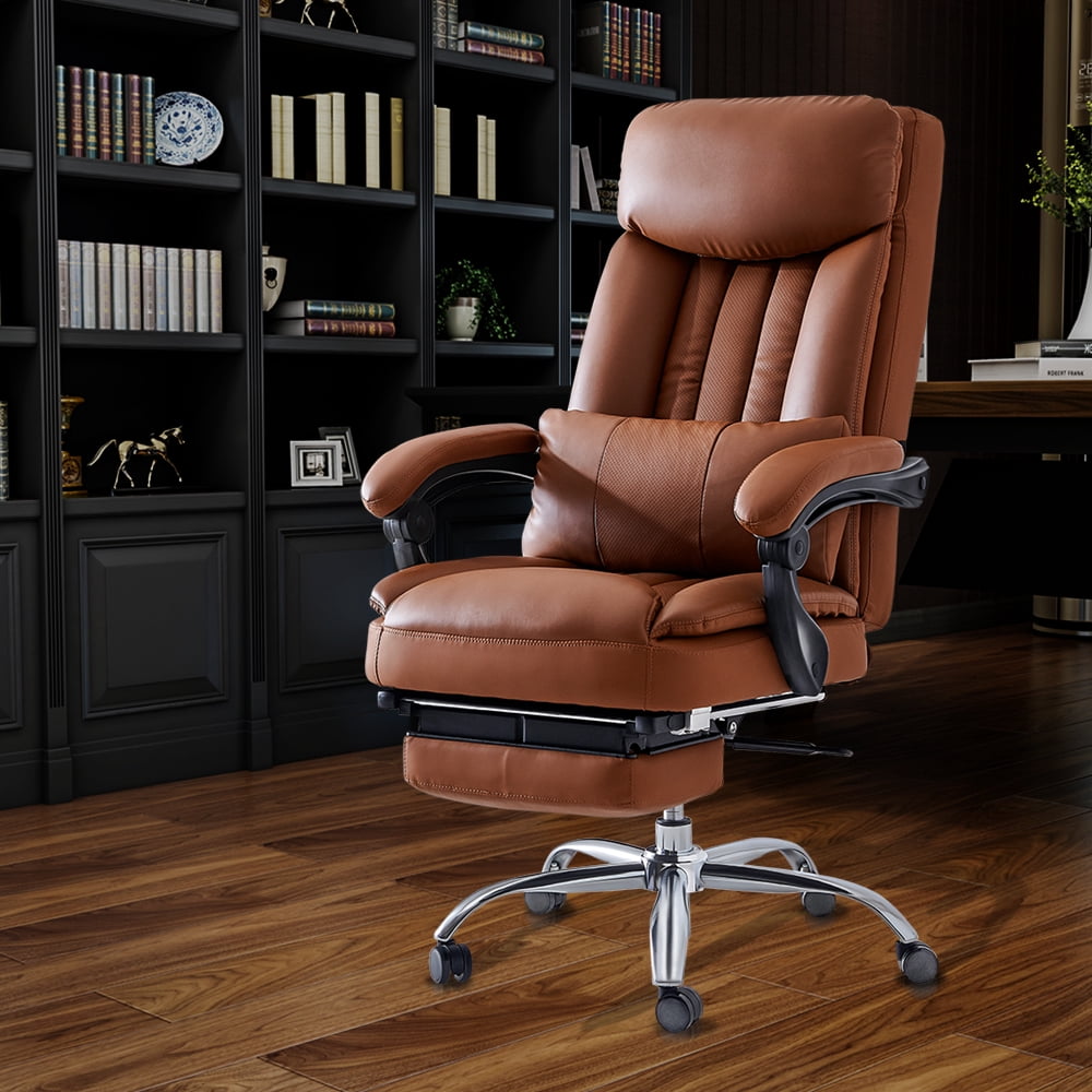 High Back Reclining Computer Chair Home Office Chair Lift Swivel Chair Adjustable Chair Brown Walmart Com Walmart Com
