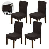 Eurhowing 4Pcs Stretch Dining Chair Covers, Elastic Spandex Jacquard Slipcovers, Universal Fit for Home Restaurant Banquet Protector, Chocolate