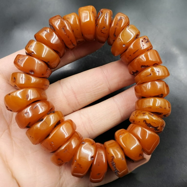 Ayyufe Natural Amber Beeswax Abacus Beaded Bracelet Hand Walmart