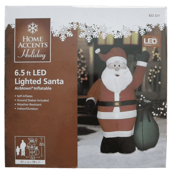 6.5' Foot Santa Claus with Toy Bag Christmas Inflatable Indoor Outdoor Lawn Yard Decor