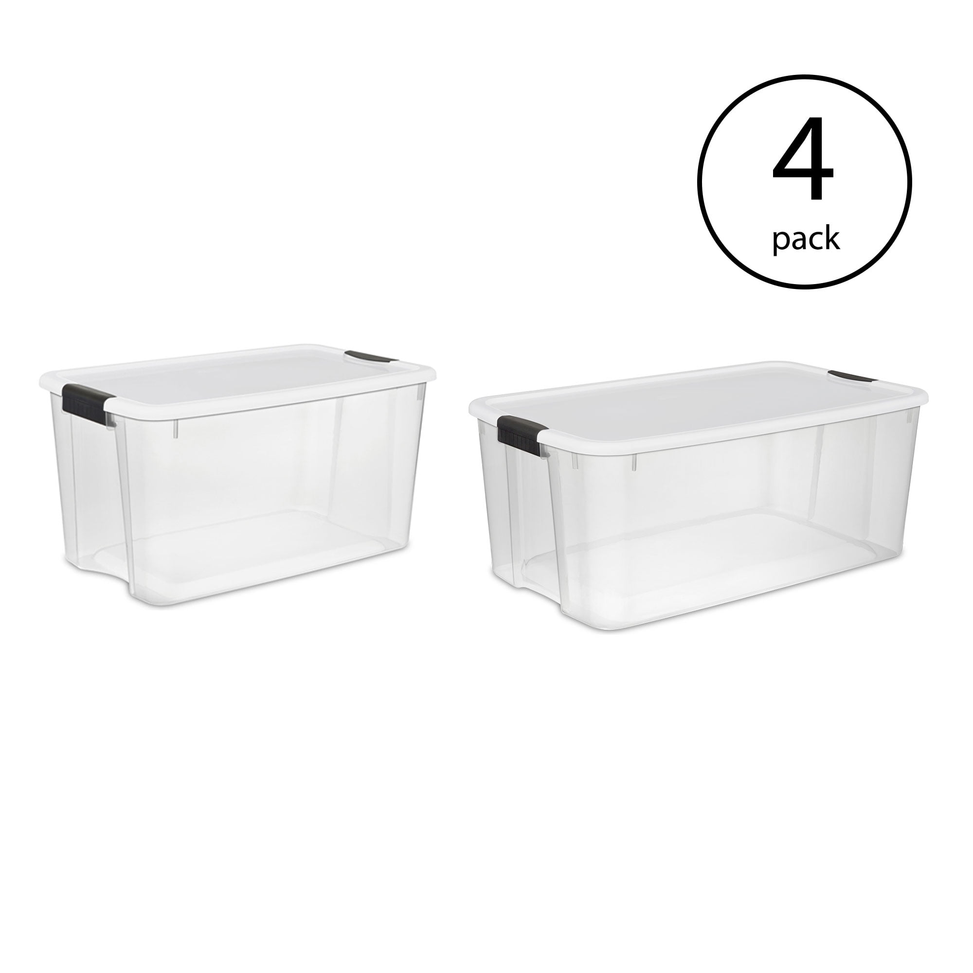 Sterilite 116 And 70 Quart Ultra Latching Storage Tote Container Clear 4 Pack
