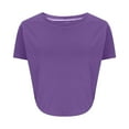 thumbnail image 5 of iHengLiXing Summer Dresses for Women 2025 Plus Size Tank Tops for Women Dressy Casual Women's New Round Neck Short Sleeve Irregular Hem Solid Color Casual T-shirt Purple S, 5 of 7