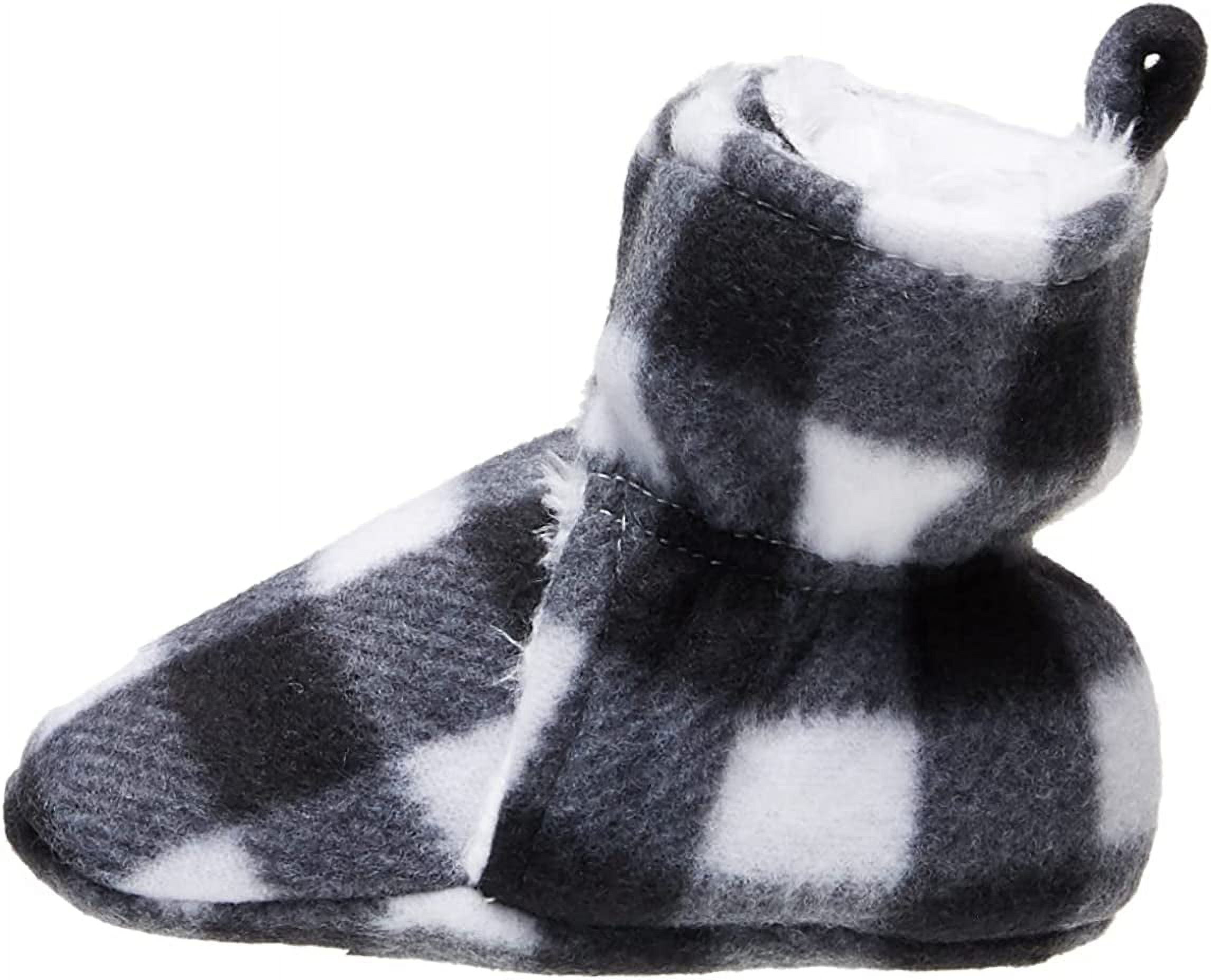 Hudson Baby Baby and Toddler Cozy Fleece and Faux Shearling Booties, Black White Plaid, 18-24 Months