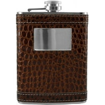 8oz Stainless Steel Brown Leather Wrap Flask Groomsman Gift