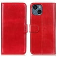 thumbnail image 1 of For Iphone 14 Mirror Window Crazy Horse Pattern Mobile Phone Protective Leather Case Red, 1 of 5