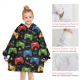 thumbnail image 6 of Colorful Controllers Games Stars Black Pattern Blanket Hoodies for Kids 6-13YR Oversize Wearable Blanket Hoodies for Boys Girls Teens, 6 of 7