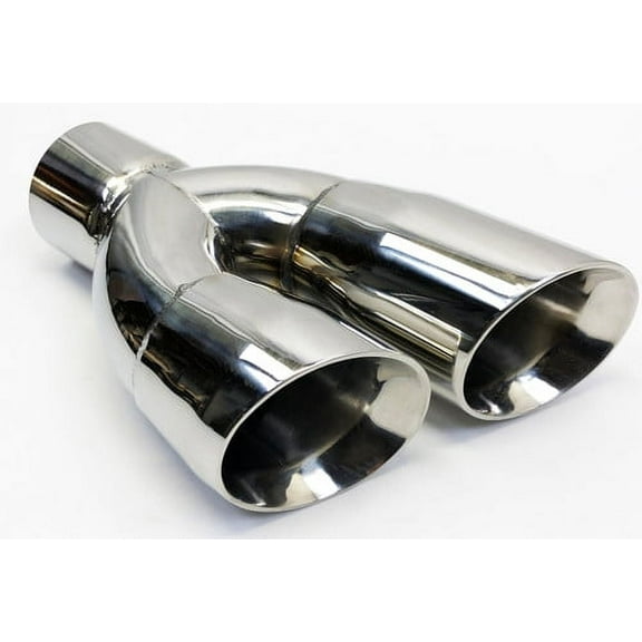 Exhaust Tip 2.50" Inlet 3.00" Outlet 9.50" long Dual Double Wall Slant Polished 304 Stainless WDWDS30095-250-SS Wesdon Exhaust Tip