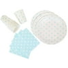 Just Artifacts Disposable Party Tableware 44 Pieces Polka Dot Pattern Dining Set (Round Plates, Cups, Napkins) - Color: Baby Blue - Decorative Tableware for Parties, Baby Showers, and Life Celebration