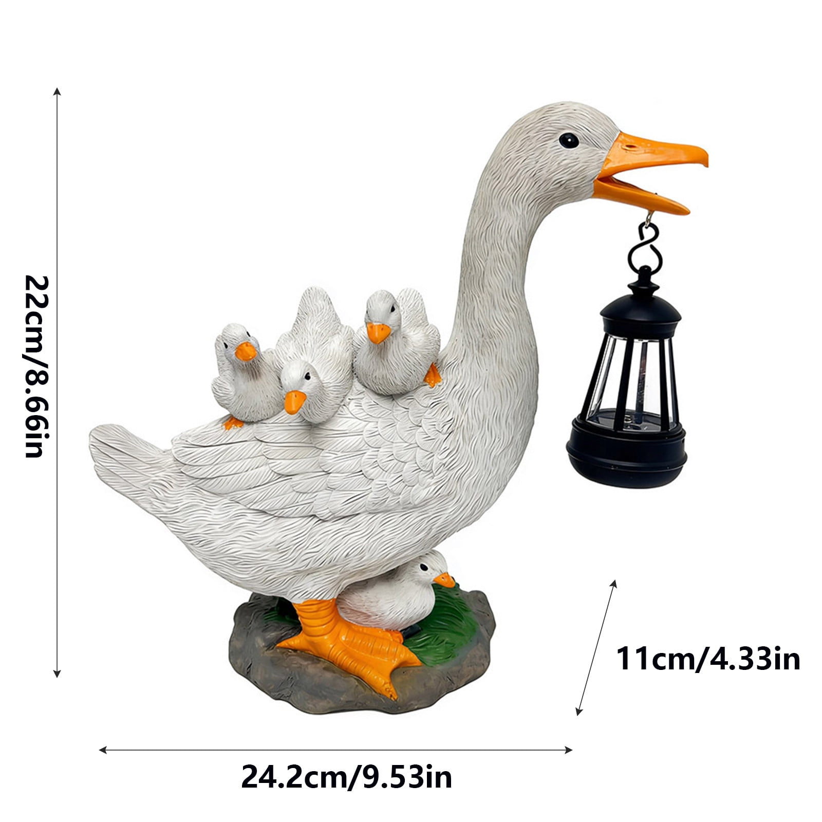 Solar Lights Garden Duck Figurine Decor,Resin White Duck Figurines Light Yard Art Sculpture,Lifelike Animal Statue for Garden,Lawn,Patio,Backyard,Porch Ornaments