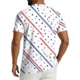 thumbnail image 5 of Men's American Flag T-Shirt Cotton-Like Stretch Jersey Patriotic Short Sleeve Crew Neck Tee Wave Art Blue XL, 5 of 6