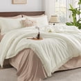 thumbnail image 3 of California King Comforter Set Ivory - 3 Pieces Cal King Boho Ivory Lightweight Bedding Comforter Sets, Oversized All Season Soft Bed Set (104x96In Comforter & 2 Pillowcases), 3 of 8