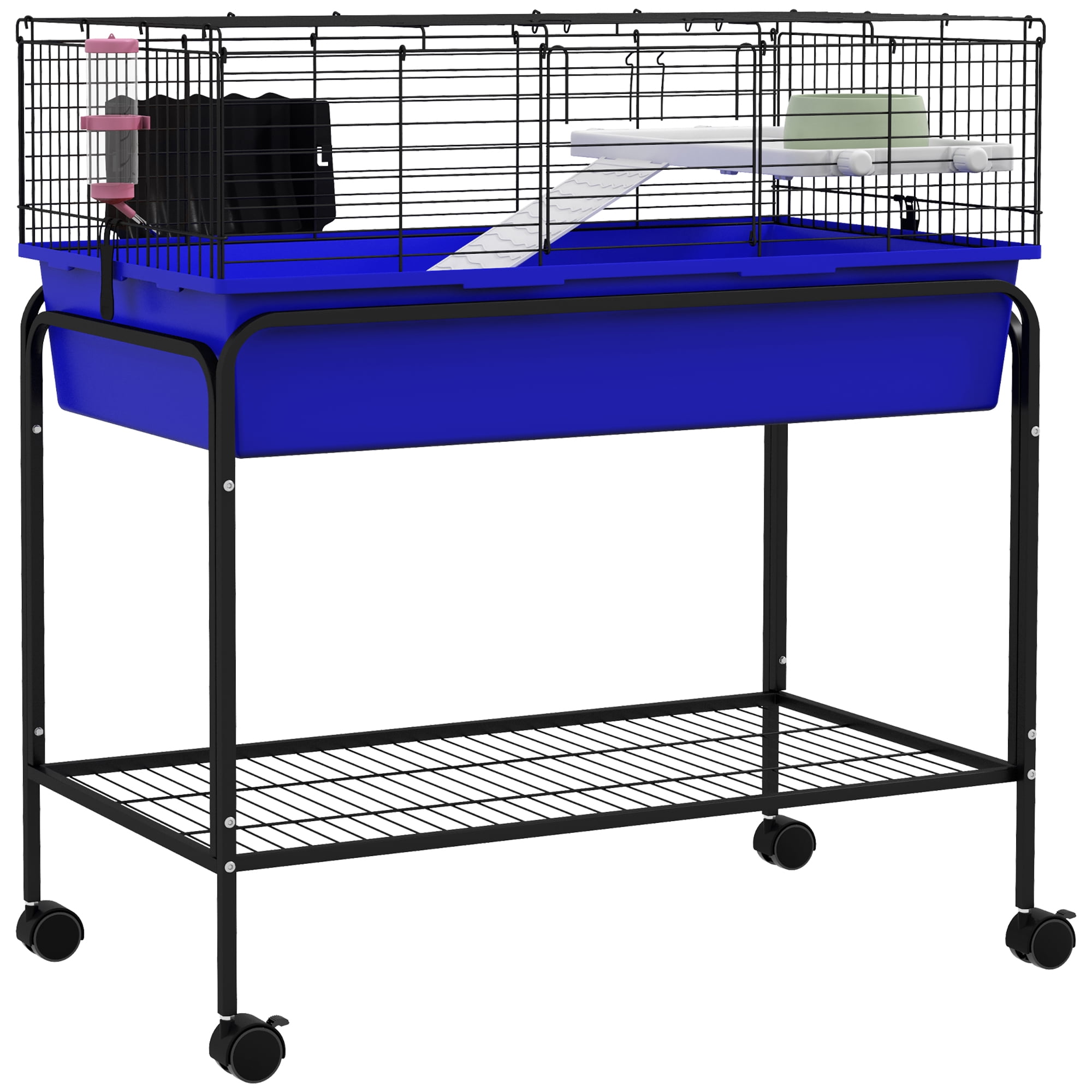 PawHut Small Animal Cage Guinea Pig, Hedgehog, Ferret, Blue