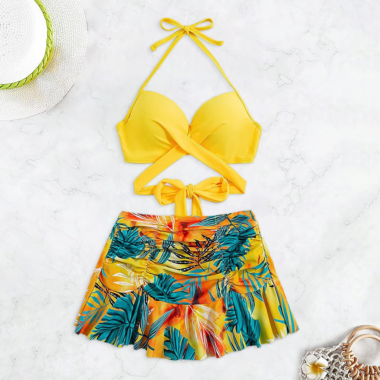 Tenue 2 Pièces Jaune à Carreaux SheIn - Taille 11-12 Ans - Style Décontracté - Haut Et Jupe