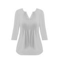 thumbnail image 6 of Yigetop Womens Tops! 3/4 Sleeve Blouses for Women Casual V Neck Summer Tops for Women with Leggings Pleated Curved Tunic 3/4 Sleeve Tops for Women White 2XL, 6 of 6