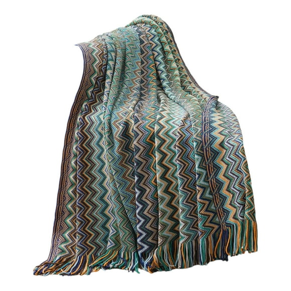 Boho Bliss Teal Throw Blanket - Cozy Decorative Afghan for Couch & Bed, 50"x60""