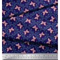thumbnail image 3 of Soimoi Blue Polyester Crepe Fabric Flower & Butterfly Printed Fabric 1 Yard 52 Inch Wide, 3 of 3