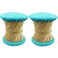 thumbnail image 1 of Natural Geo Moray Accent Stool (Set of 2) - Faux Leather Teal, 1 of 1