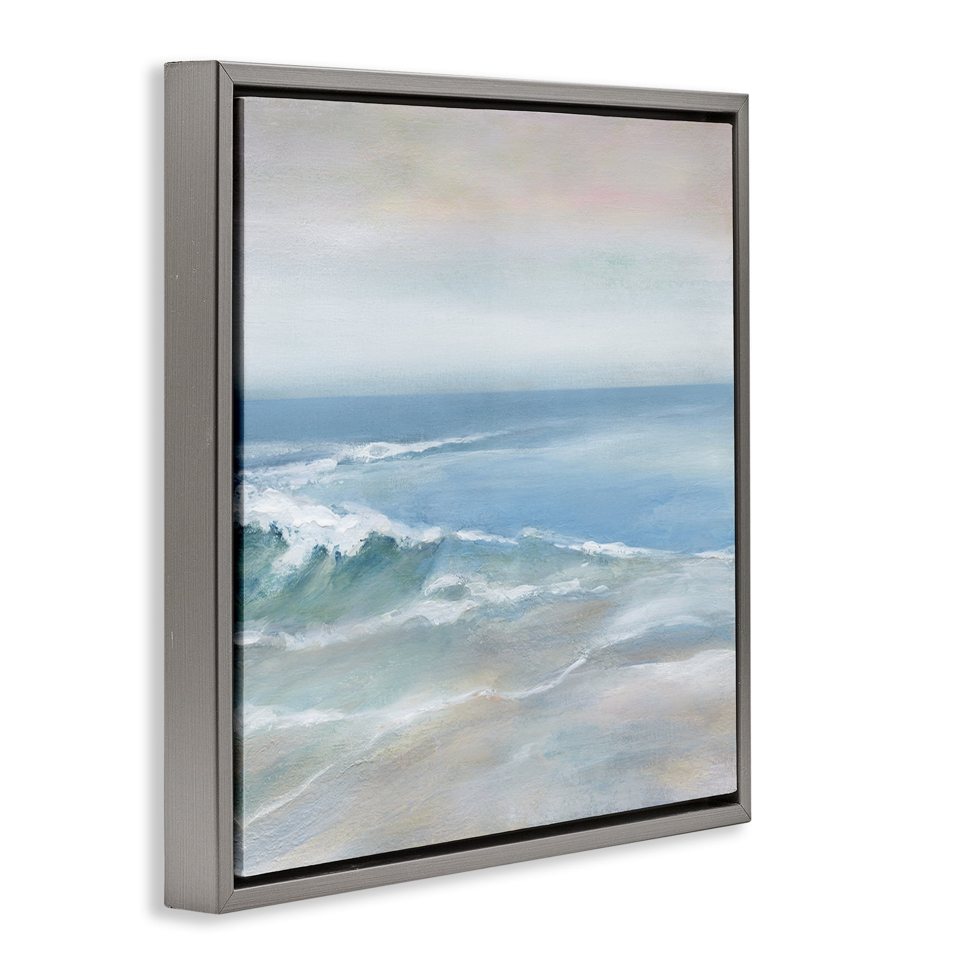 Stupell Industries Cresting Waves Near Shore Nautical & Beach Painting Gray Floater Framed Canvas Art Print Wall Art, 25 x 25