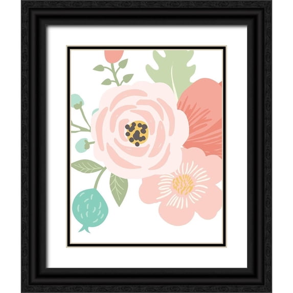 Robinson, Tamara 15x18 Black Ornate Wood Framed with Double Matting Museum Art Print Titled - Pastel Floral Bouquet I