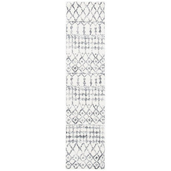 SAFAVIEH Tulum Selena Distressed Geometric Runner, 2'2" x 9', Ivory/Grey
