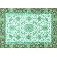 thumbnail image 1 of Ahgly Company Machine Washable Indoor Rectangle Oriental Turquoise Blue Traditional Area Rugs, 8' x 10', 1 of 4