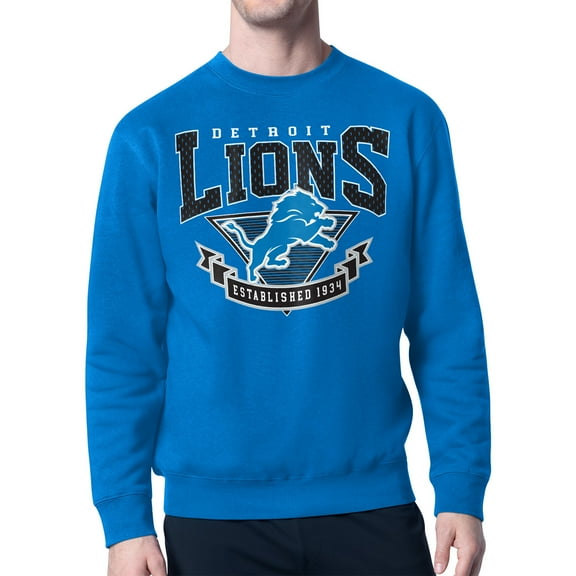 Men's Starter Blue Detroit Lions -80s Inspired Pullover Sweatshirt