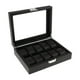 thumbnail image 1 of Caja de reloj organizador de relojes contenedor Premium portátil de lujo vitrina de reloj con tapa de vidrio caja de reloj (negro), 1 of 9