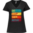 thumbnail image 3 of Inktastic Swimming Eat Sleep Swim Repeat Women's Plus Size V-Neck T-Shirt, 3 of 5