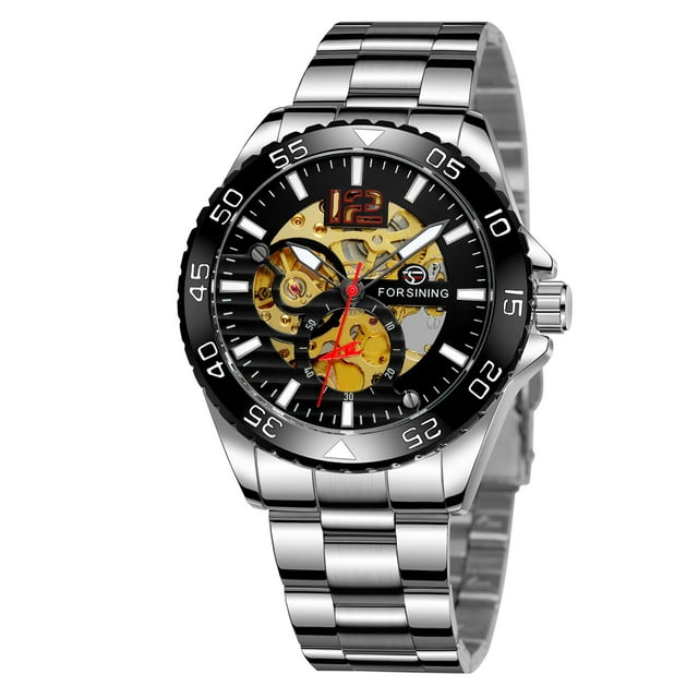 Mirar Irfora FORSINING Reloj mecánico automático de acero inoxidable para hombre Reloj de pulsera empresarial 3ATM Irfora Mirar