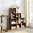thumbnail image 2 of VECELO 3-Piece Bookcases Bookshelf Multi-Functional 12-Grid Bedroom Living Room Wooden Storage Rack, Brown, 2 of 8
