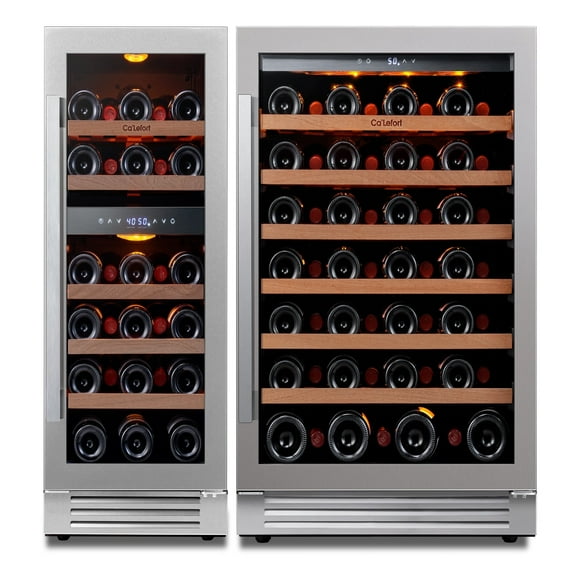 Ca'Lefort Wine Fridge,82 Bottle Dual Zone Wine Cooler Refrigerator,Freestanding & Built-in with Stainless Steel frame for Kitchen Office