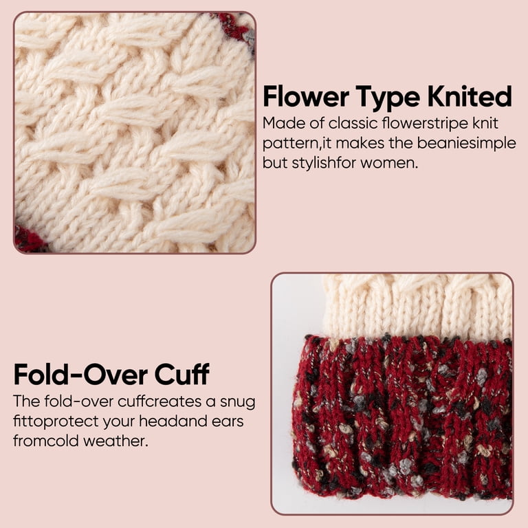 Women's Knit Beanie with Fleece Lining and Pom Pom photo 5
