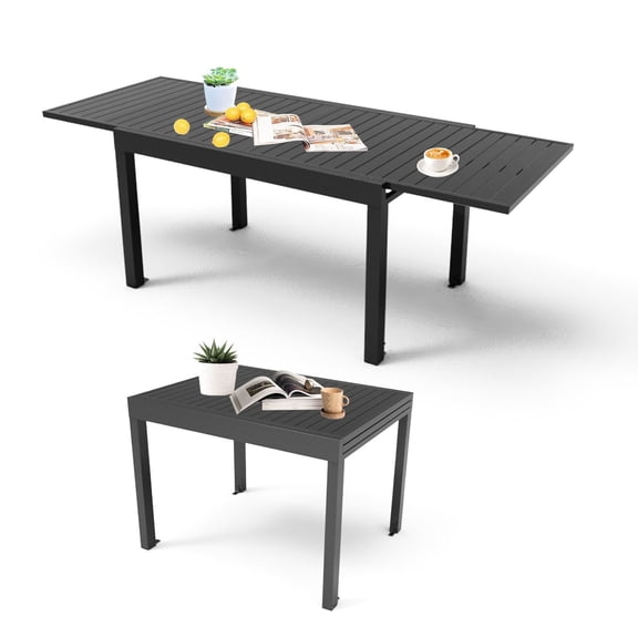 Aluminum Patio Table Expandable 35" - 71" / Stylish Slate Design for Patio