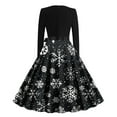 thumbnail image 6 of Lorytime Christmas A Line Dresses for Women Snowflakes Crew Neck Elegant Dress Long Sleeve Party Dresses with Belt, 6 of 6