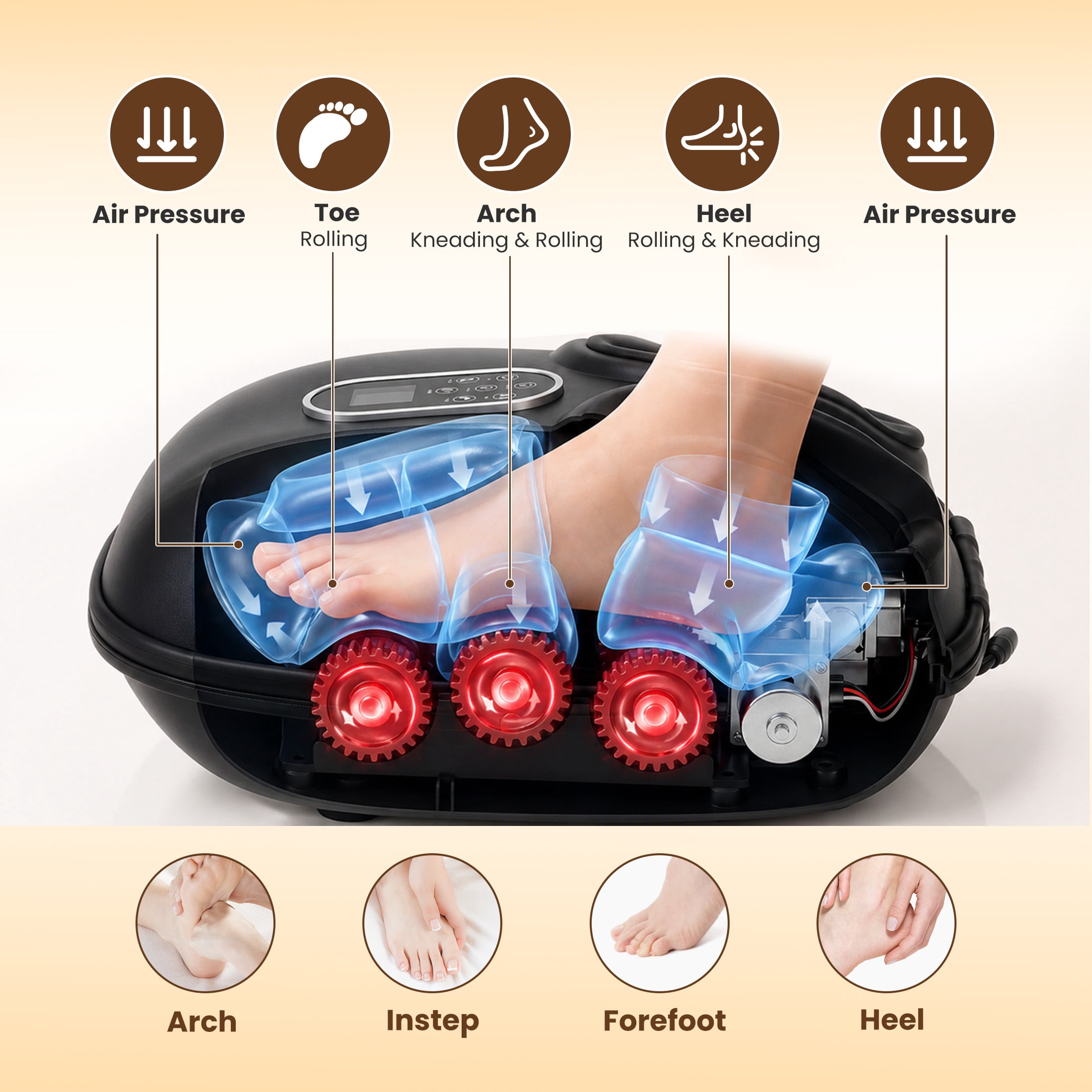 edx Full-Foot Massage Machine，Heated Rollers with Deep Kneading Foot Massager ，Relieves Pain, Fatigue & Improves Foot Circulation Unisex Gift