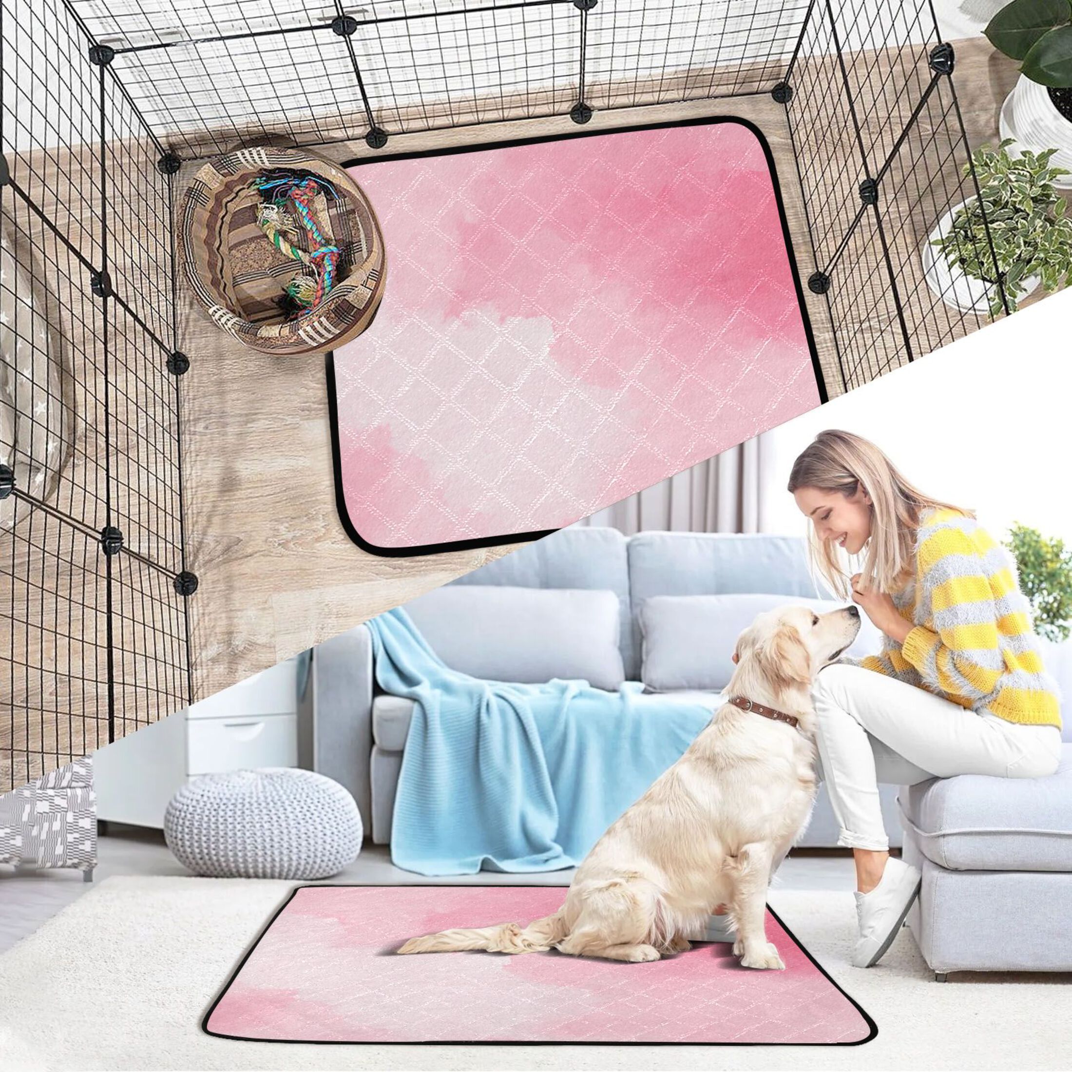 IAUYY Washable Pee Pads for Dogs Smallx3 Absorbent and Leak-Proof Non-Slip Reusable Puppy Pee Pads for Dogs Applicable to Playpen Potty Crate Minimalist Oil Painting